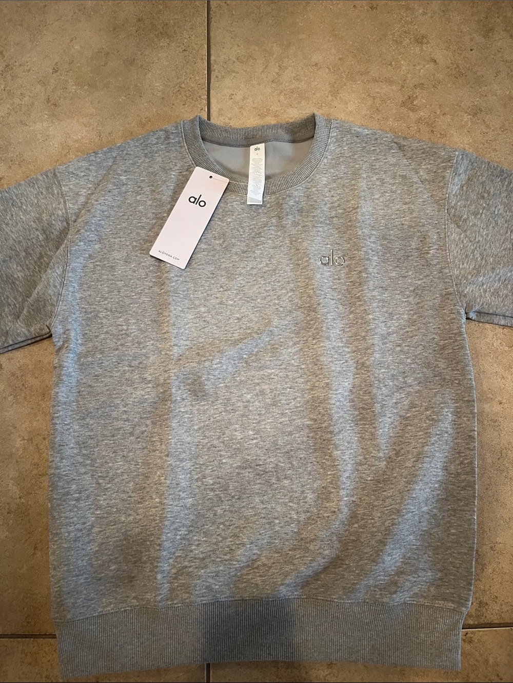 ALO Yoga Heather Gray Crewneck Sweatshirt and sweatpants set - Picture 3 of 6